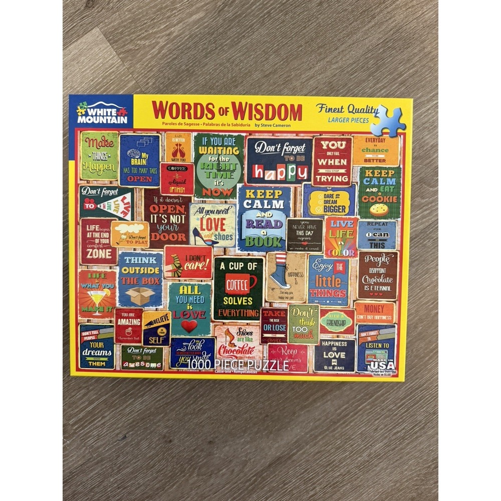 White Mountain Puzzles Words of Wisdom 1000 Piece Jigsaw Puzzle 24x30 USA Made